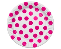 Paper plates Polka Dots, magenta, 18 cm, 6 pcs